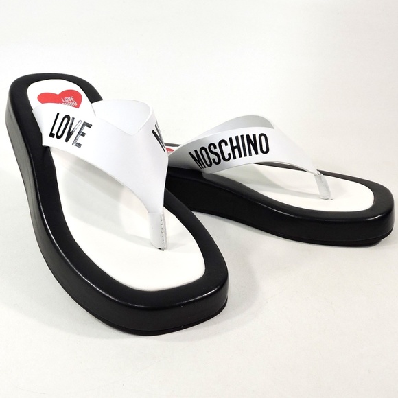 LOVE MOSCHINO 🇮🇹 WOMENS BLACK SOFT LEATHER COMFORT SANDALS - Picture 2 of 10